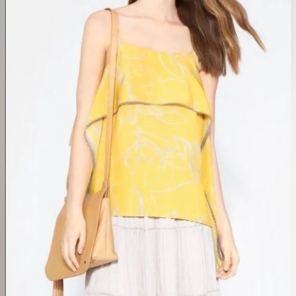 EUC Halston Heritage Popover Floral Print Sunshine Yellow Camisole Blouse - XL - Picture 10 of 17